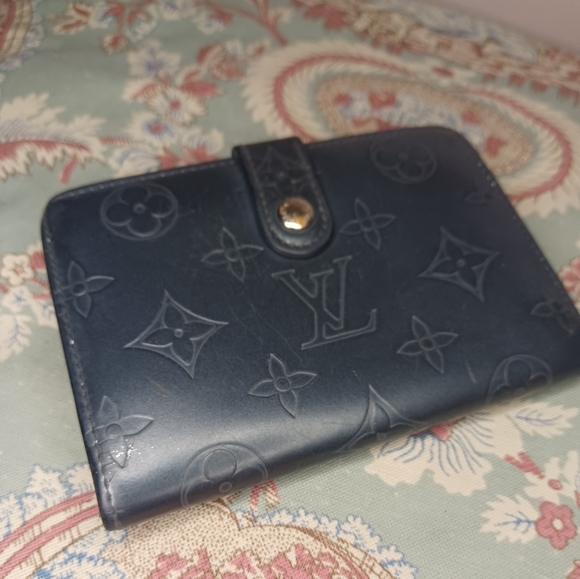 Louis Vuitton Blue Monogram Vernis French Purse Compact Kisslock Wallet - Picture 2 of 16